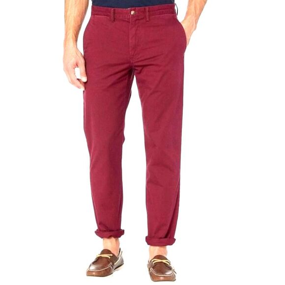 Lauren Ralph Lauren Raspberry Red Straight Leg Classic Chino Pants Size 36 X 32 - Picture 1 of 11